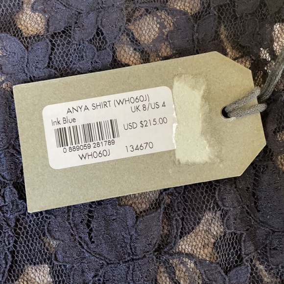 NWT All Saints Anya navy lace embroidered top 4 - Picture 12 of 13